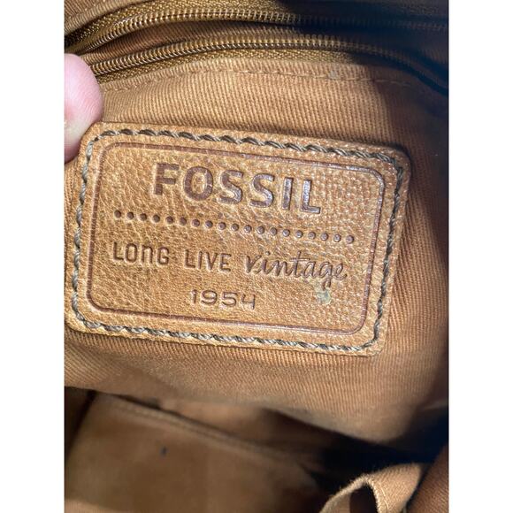 Fossil long live vintage 1954 brown LEATHER CROSS BODY PURSE SHOULDER handbag - Picture 5 of 7